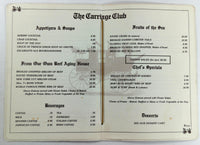 1979 Original Menu THE CARRIAGE CLUB Restaurant North Miami Florida