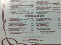 1993 Original Laminated Menu SIBLEY GARDENS Restaurant Trenton Michigan