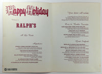 1974 Original Happy New Year Menu RALPH'S Restaurant