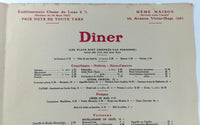 1930 Original Menu MEME MAISON Restaurant Paris France Maison Prunier Stamp