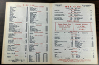 1950's Original Menu VILLAGE NUT CLUB Restaurant Greenwich Village New York City