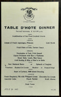 1927 Original Table D'Hote Menu Card CANADIAN NATIONAL RAILWAYS Ottawa Canada