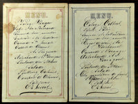 Two Old Victorian Era French Cuisine Menus