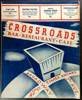 1940 Menu CROSSROADS Bar Restaurant Cafe Times Square New York