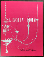 1953 Original Menu WADE PARK MANOR - LINCOLN ROOM Restaurant Cleveland Ohio