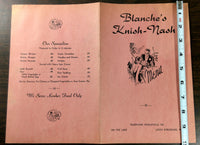 1940's Menu BLANCHE'S KNISH-NASH On The Lake Restaurant Loch Sheldrake New York