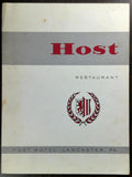 1963 Original Menu HOST MOTEL RESTAURANT Lancaster Pennsylvania
