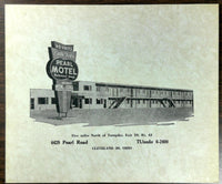 1950's Original Menu Little Ted's PEARL MOTEL Restaurant Lounge Cleveland Ohio