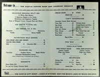 1960's Menu CASTLE COFFEE SHOP & LAKESIDE TERRACE Dutch Wonderland Lancaster PA