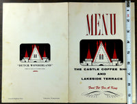 1960's Menu CASTLE COFFEE SHOP & LAKESIDE TERRACE Dutch Wonderland Lancaster PA