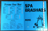 1960's Original Menu SPA BRAUHAUS German Restaurant Ballston Spa New York