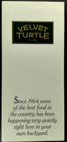 1987 Menu Mailer VELVET TURTLE Restaurant Wally Botello History California