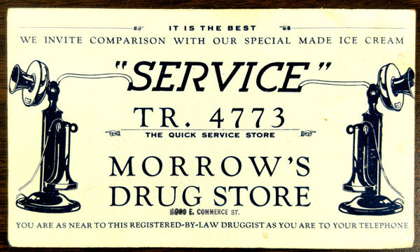 Old Ink Blotter Advertisement MORROW'S DRUG STORE
