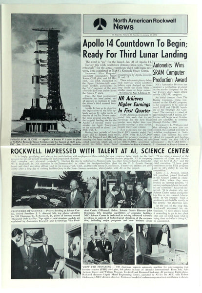 Vintage 1971 ROCKWELL NEWS In-House Newsletter APOLLO 14 Lunar Moon Countdown