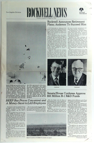 August 14 1978 Los Angeles Div. ROCKWELL INTERNATIONAL NEWS Employee Newsletter