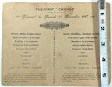 1917 WWI Packet Boat Menu Paquetbot CHICAGO French Naval Gun Photo