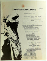 1993 AMBOSELI SERENA SAFARI LODGE Restaurant Menu National Park Kenya Africa
