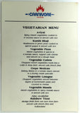 Vintage Laminated Vegetarian Menu & Desserts CARNIVORE Restaurant Nairobi Africa