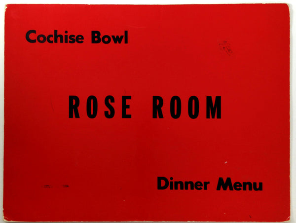 1960's COCHISE BOWL Rose Room Restaurant Menu Douglas Arizona Bowling Alley