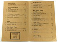1970's MILL RACE INN Original Restaurant Wine List Menu Geneva Illinois  Bennett