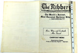 1970's THE RIBBERY Restaurant Carry-Out Menu BBQ Ribs Villa Park Illinois