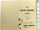Rare 1950's Duke Zeibert's Restaurant KINSEY REPORT Cocktail Sex Washington DC