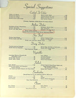 1952 ALFRED'S RESTAURANT Original Menu Wahington DC