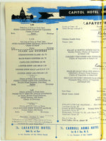 1952 LAFAYETTE HOTEL Restaurant Menu Washington DC Capitol Hotel Enterprises