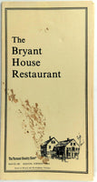 Vintage Menu THE BRYANT HOUSE Restaurant & Country Store Weston Vermont