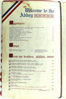 1970's Restaurant Menu Sheraton Lincoln Inn THE ABBEY Worcester Massachusetts