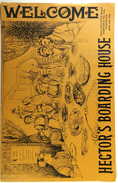 1970's Huge Menu HECTOR'S BOARDING HOUSE Restaurant Portsmouth New Hampshire