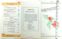1950 Original Menu ARISTOCRATIC Restaurant Vancouver British Columbia Canada