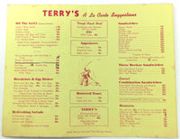 1950 Original Menu TERRY'S COFFEE SHOP LTD Restaurant Canada