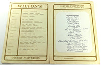 Vintage Original Menu WILTON'S OYSTER PURVEYORS Restaurant Bar London