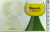1964 Original Menu GURZENICH Weinkeller Wine List Germany