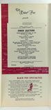 1960's Original Vintage Dinner Menu THE BLACK FOX Rolling Meadows Illinois