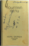 1950 Fountain Menu HOTEL GEORGIA Restaurant Vancouver British Columbia Canada