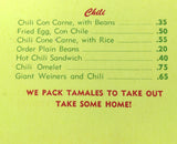 1950's Original Menu SID BEECH'S TAMALE PARLOR Restaurant Vancouver BC Canada