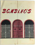 1950's Original Dinner Menu BAMBINO'S Restaurant Italian Pizza