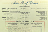 1945 Menu HOTEL ASTOR ROOF DINNER WWII OPA War Ration New York Mayor LaGuardia