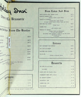 1960's Original Menu HOLIDAY INN LA BRASSERIE Restaurant Southeast USA
