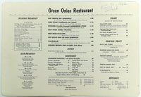 1962 Original Menu SANDER'S GREEN ONION Restaurant