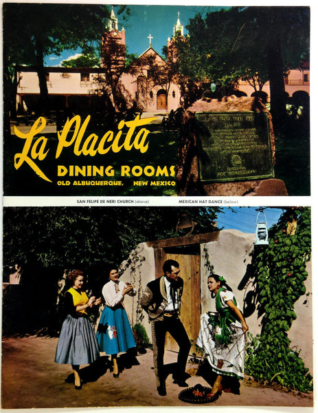 1962 Original Menu LA PLACITA Mexican Restaurant Old Town Albuquerque New Mexico
