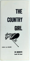 1962 Original Menu THE COUNTRY GIRL Truck Stop Restaurant Modesto California