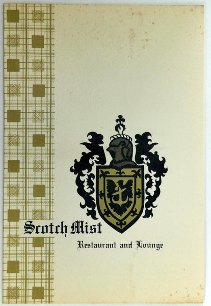 1950's Original Menu SCOTCH MIST Restaurant & Lounge Hartford City Indiana