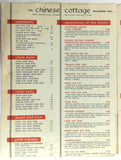 1950's Original Menu THE CHINESE COTTAGE Restaurant Dallas Texas