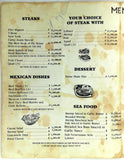 Original Menu LOS PELICANOS Mexican Restaurant Rosarito Baja California Mexico
