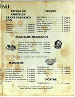 Original Menu LOS PELICANOS Mexican Restaurant Rosarito Baja California Mexico