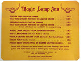1957 Original Dinner Menu Card MAGIC LAMP INN Restaurant