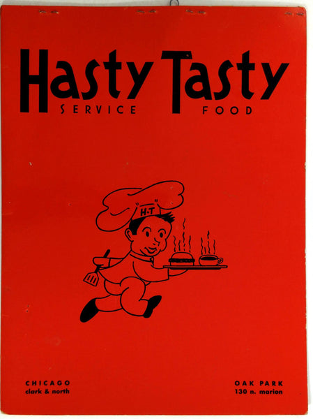 1950's Original Menu HASTY TASTY Restaurant Chicago Oak Park Illinois